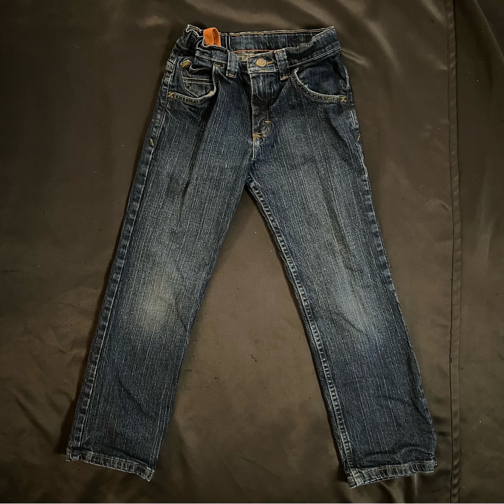 Size 10 regular Youth Boys Straight-Leg Jeans in Dark Blue Wash